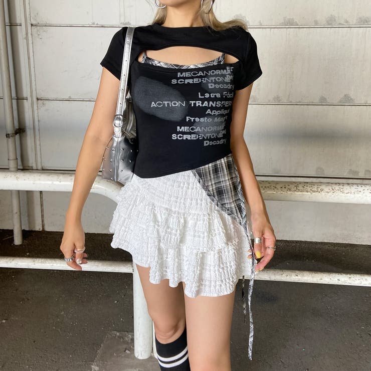 カットワークチェックイレヘムトップス | non-hedge  | 詳細画像1 