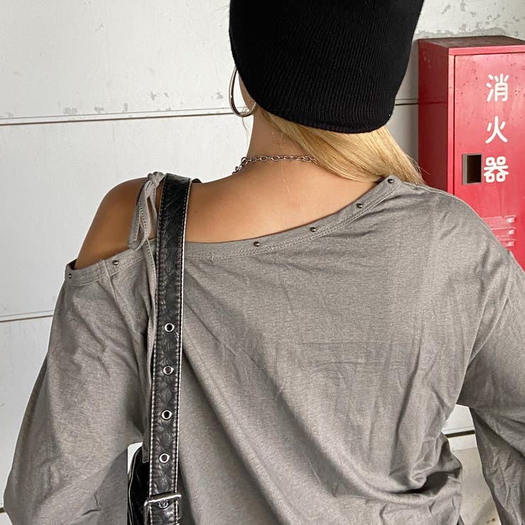 スタッズワンショルサイドドロストTシャツ | non-hedge  | 詳細画像9 