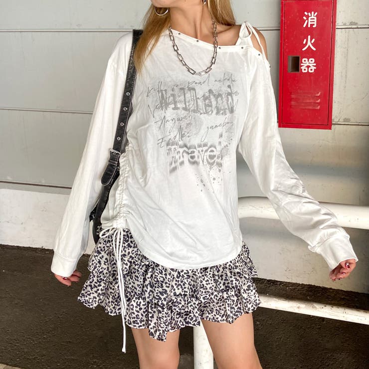 オフホワイト | スタッズワンショルサイドドロストTシャツ | non-hedge 