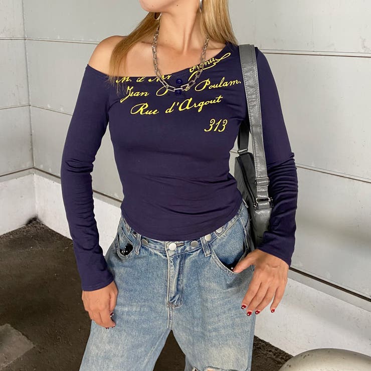 ワンショルダーショルダーロゴTシャツ | non-hedge  | 詳細画像1 