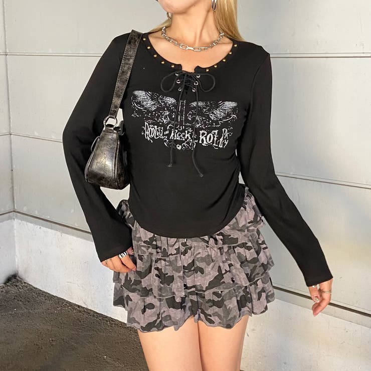 リベットモチーフロゴレースアップトップス | non-hedge  | 詳細画像1 