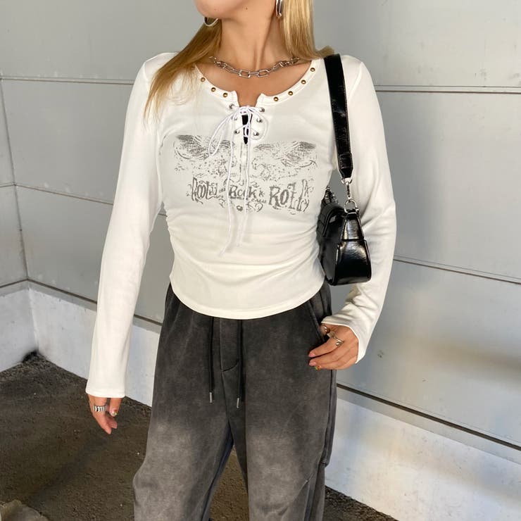 リベットモチーフロゴレースアップトップス | non-hedge  | 詳細画像10 