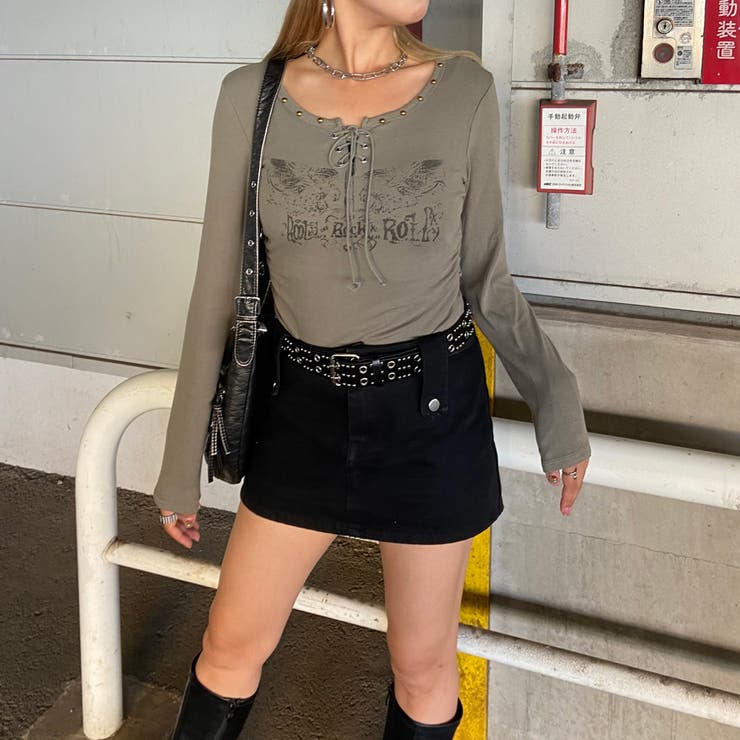 リベットモチーフロゴレースアップトップス | non-hedge  | 詳細画像13 