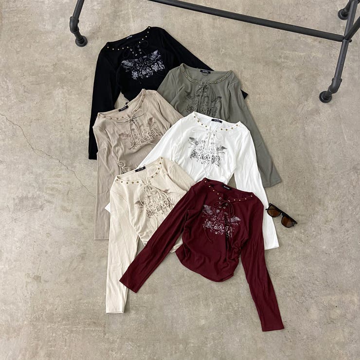 リベットモチーフロゴレースアップトップス | non-hedge  | 詳細画像30 