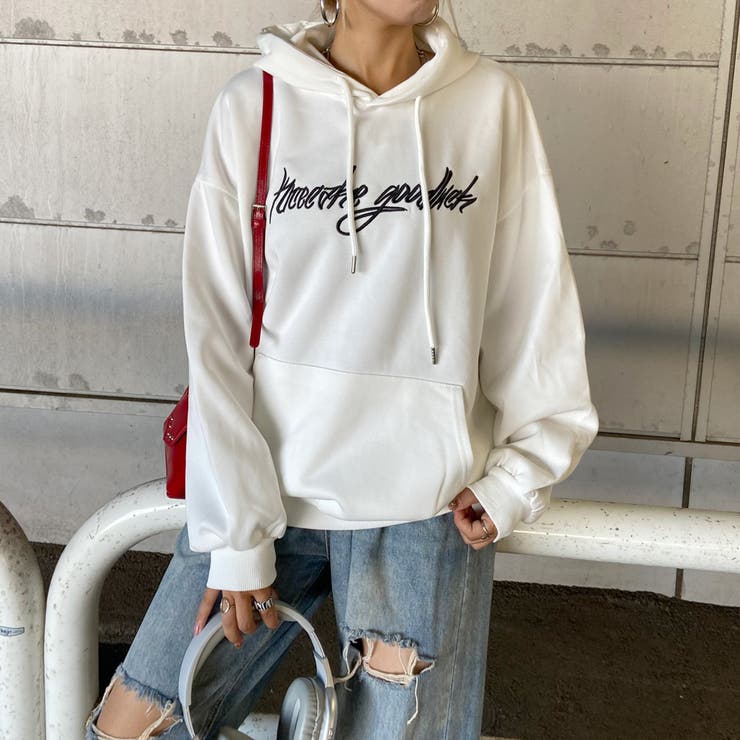 オフホワイト | ロゴ刺繍フードビッグチュニック | non-hedge 