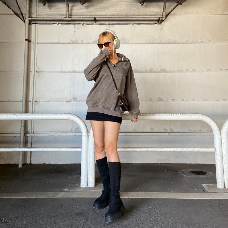 刺繍ロゴハーフZIPチュニック | non-hedge  | 詳細画像2 