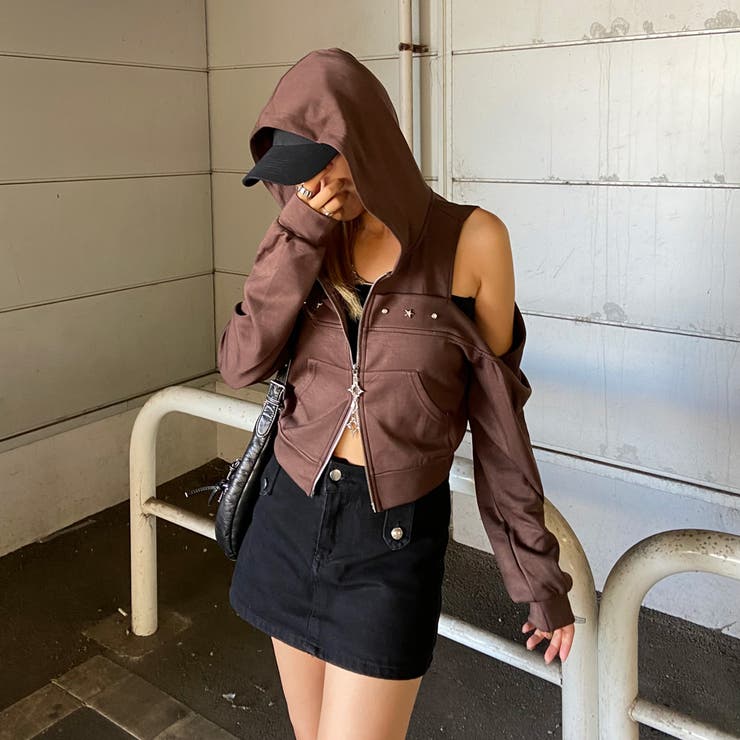 カットショルダーWZIPパーカー[品番：NHGW0006019]｜non-hedge