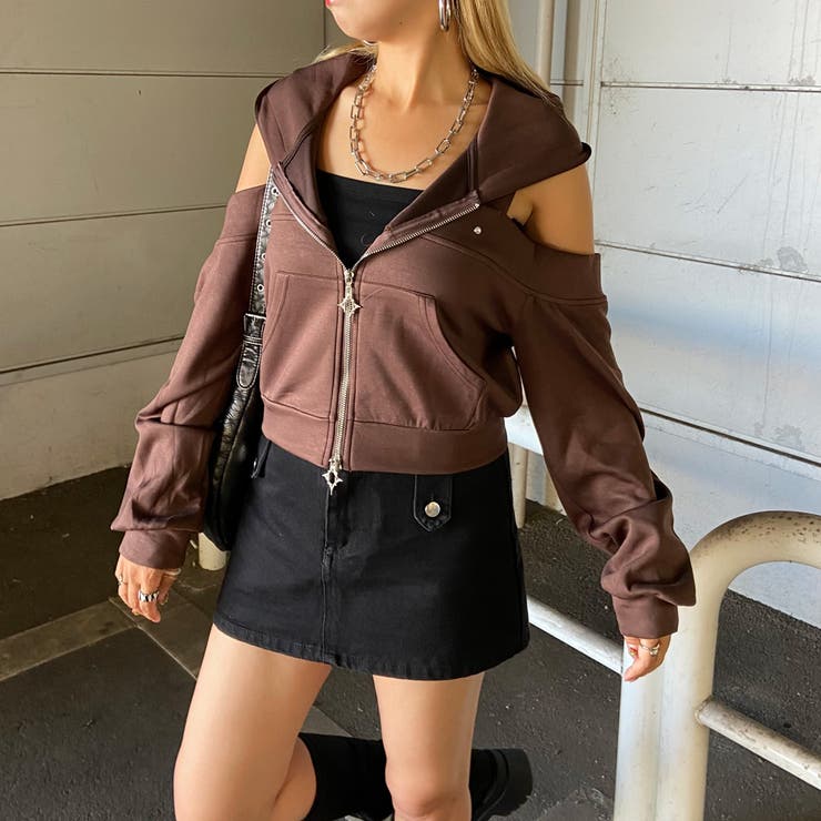 カットショルダーWZIPパーカー | non-hedge  | 詳細画像12 