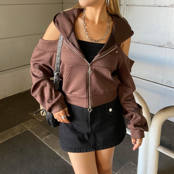 カットショルダーWZIPパーカー | non-hedge  | 詳細画像13 