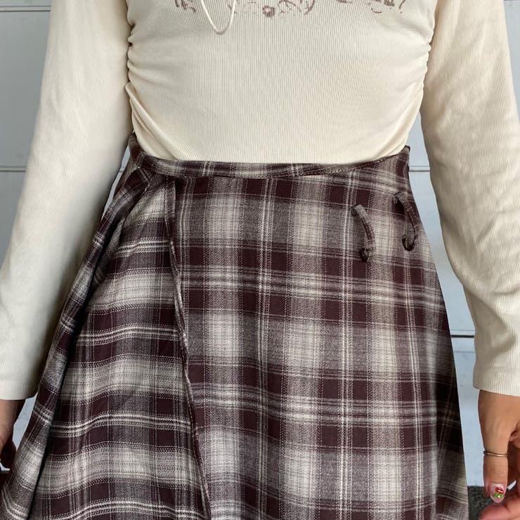 ベルト付きイレヘムチェックロングスカート | non-hedge  | 詳細画像10 