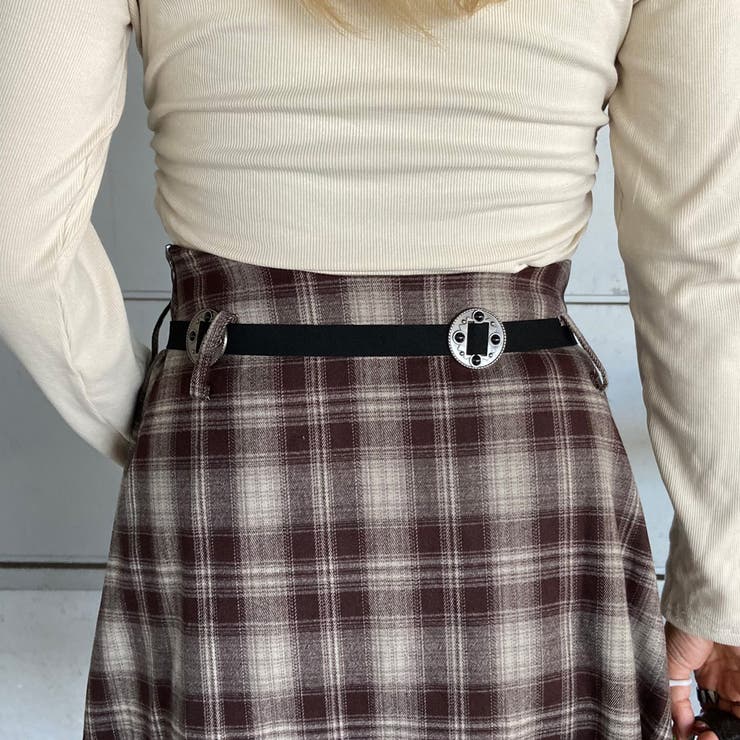 ベルト付きイレヘムチェックロングスカート | non-hedge  | 詳細画像11 