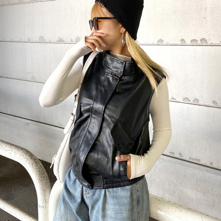 ブラック | 合成皮革ベスト | non-hedge 