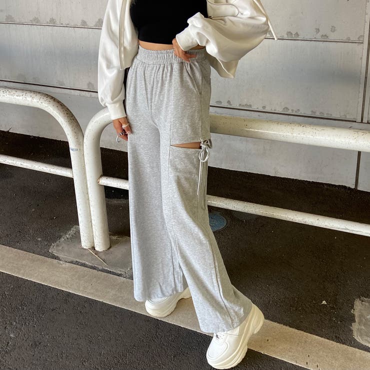 サイドスリットリボンカットワイドパンツ | non-hedge  | 詳細画像8 