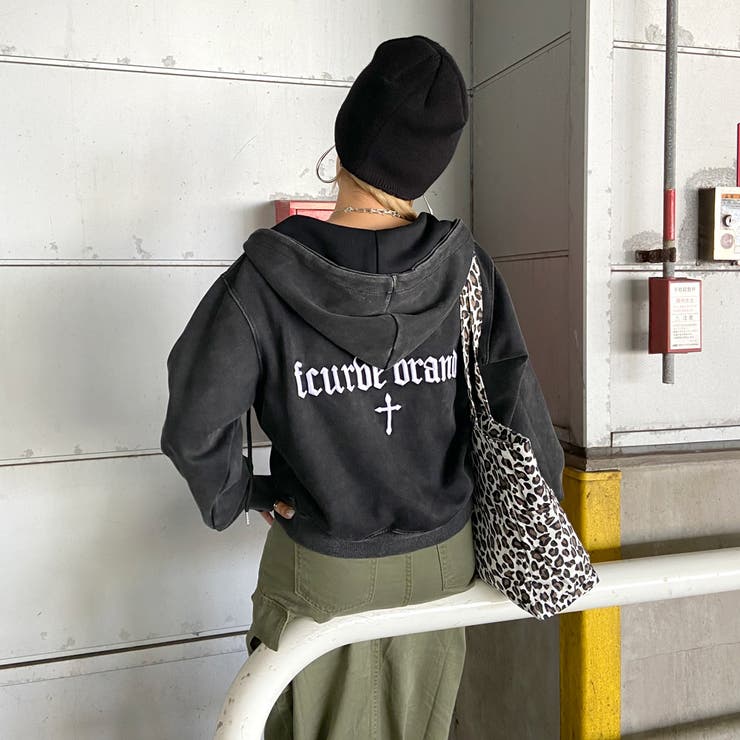 クロス刺繍ブリーチZIPパーカー[品番：NHGW0006072]｜non-hedge