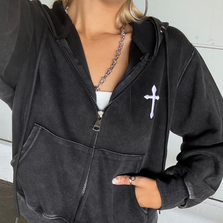 クロス刺繍ブリーチZIPパーカー | non-hedge  | 詳細画像17 