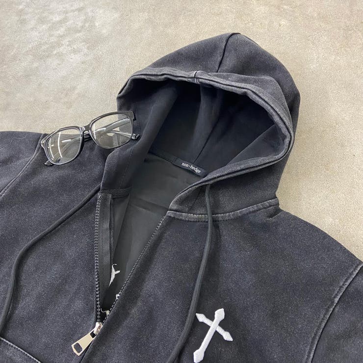 クロス刺繍ブリーチZIPパーカー | non-hedge  | 詳細画像25 