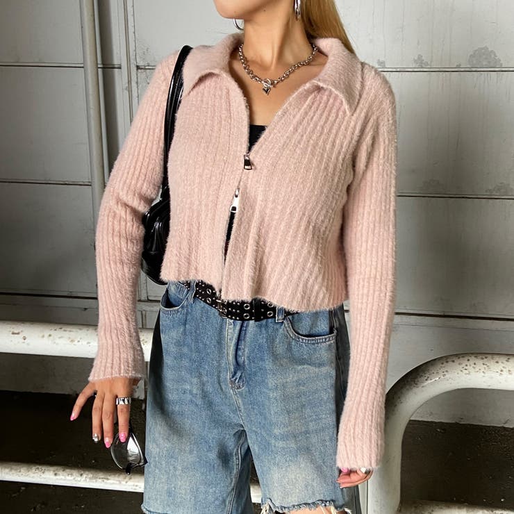 ピンク | WZIPシャギーニットポロ | non-hedge 