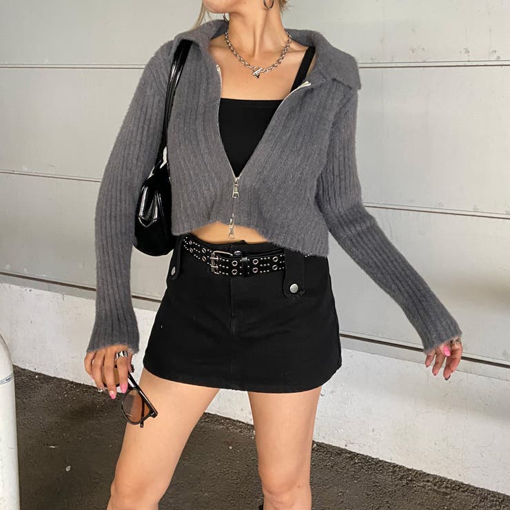 チャコール | WZIPシャギーニットポロ | non-hedge 