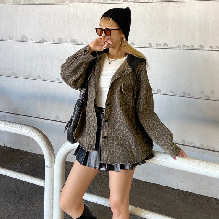 ヒョウ柄フードジャケット[品番：NHGW0006115]｜non-hedge