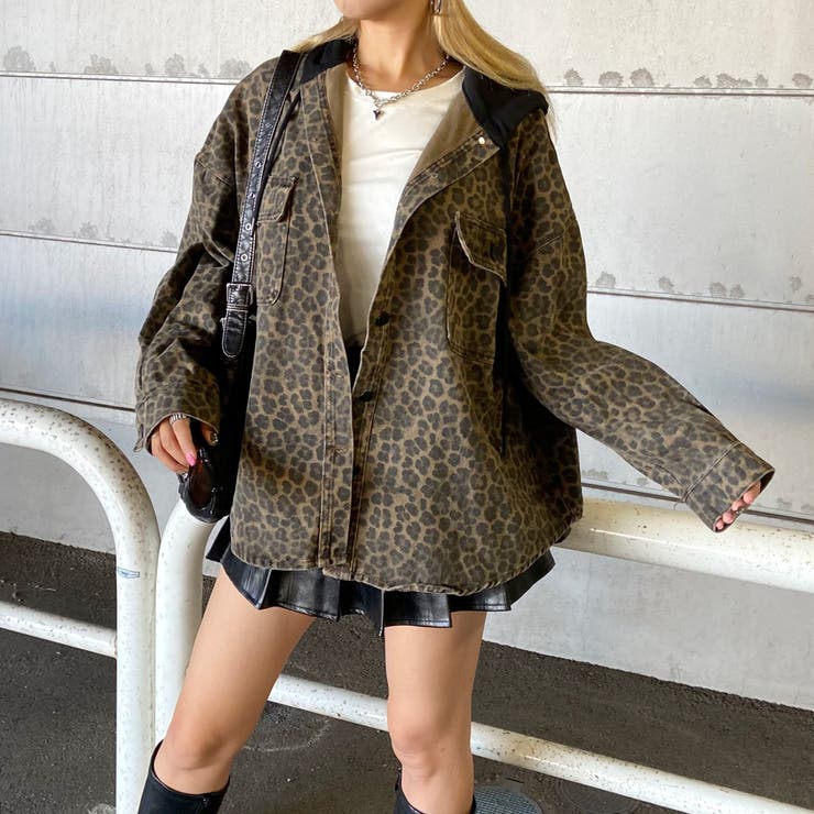 ヒョウ柄フードジャケット[品番：NHGW0006115]｜non-hedge