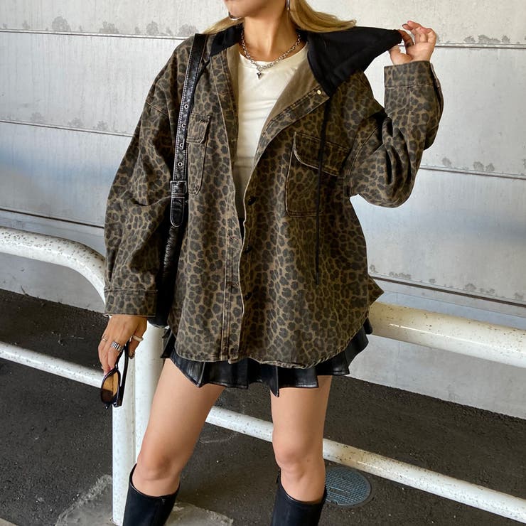 ヒョウ柄フードジャケット[品番：NHGW0006115]｜non-hedge