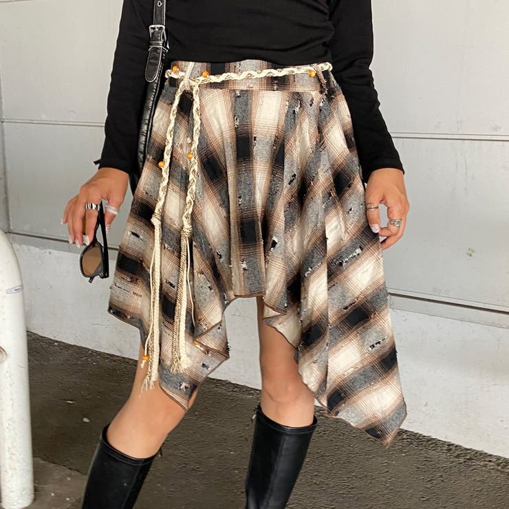 ダメージチェックイレヘムスカート[品番：NHGW0006082]｜non-hedge