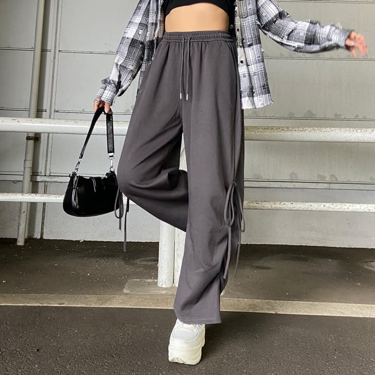 チャコール | サイドリボンワイドパンツ | non-hedge 