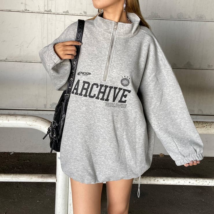 グレー | ハーフZIP裾ドロストチュニック | non-hedge 