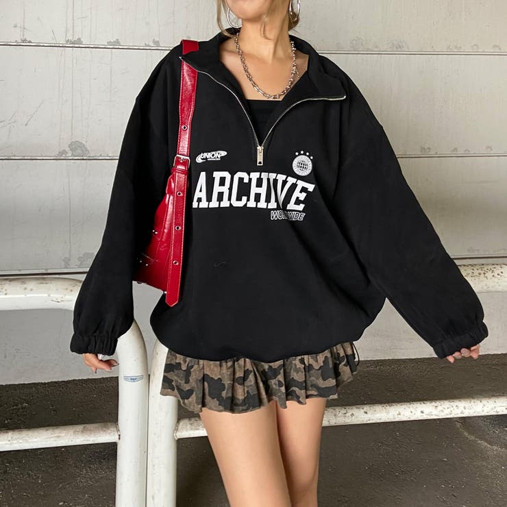 ブラック | ハーフZIP裾ドロストチュニック | non-hedge 