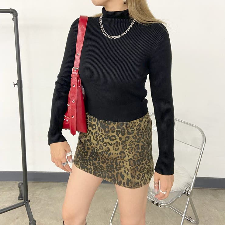 ブラック | ハイネックリブショートトップス | non-hedge 