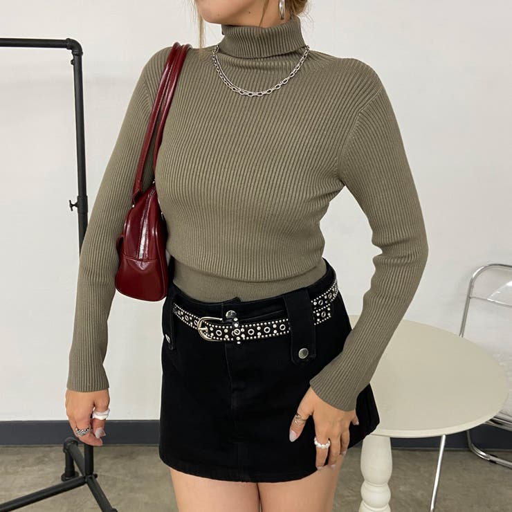 モカ | ハイネックリブショートトップス | non-hedge 