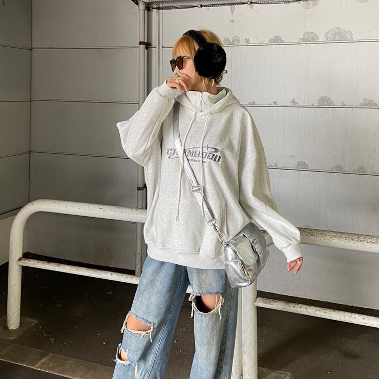 刺繍ロゴZIPフードチュニック | non-hedge  | 詳細画像13 