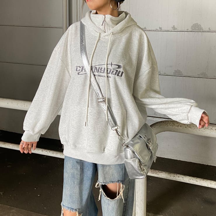 刺繍ロゴZIPフードチュニック | non-hedge  | 詳細画像14 