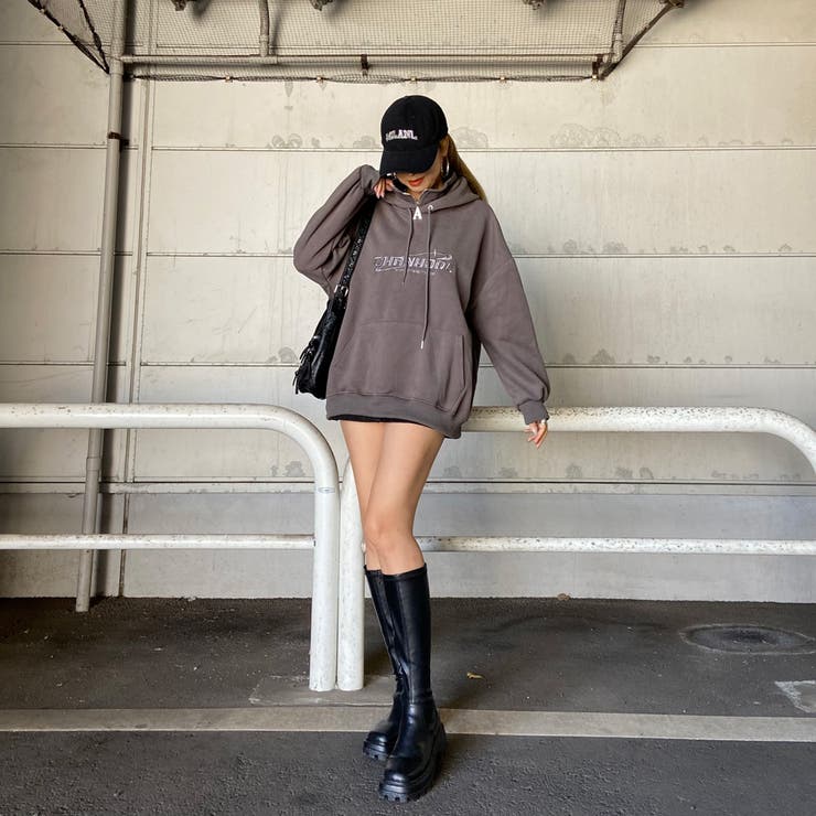 刺繍ロゴZIPフードチュニック | non-hedge  | 詳細画像2 