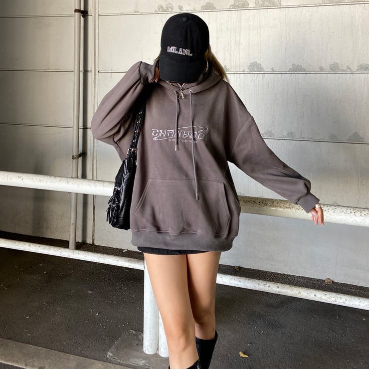 刺繍ロゴZIPフードチュニック | non-hedge  | 詳細画像3 