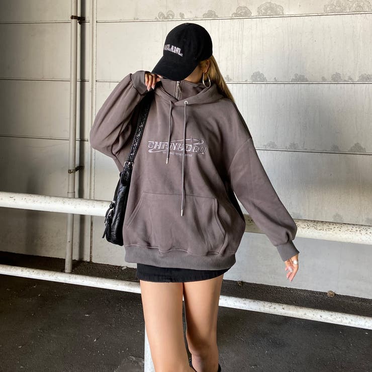 刺繍ロゴZIPフードチュニック | non-hedge  | 詳細画像4 