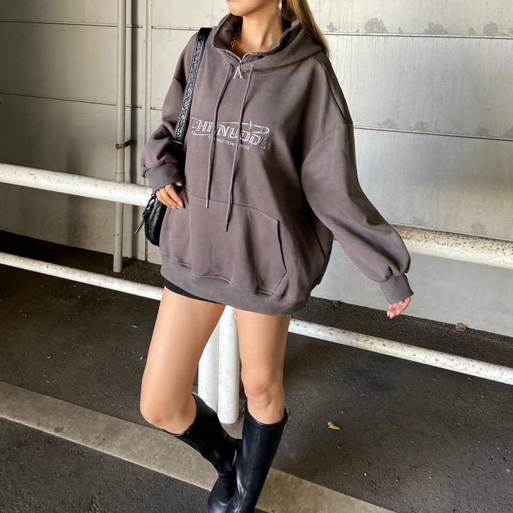 刺繍ロゴZIPフードチュニック | non-hedge  | 詳細画像6 