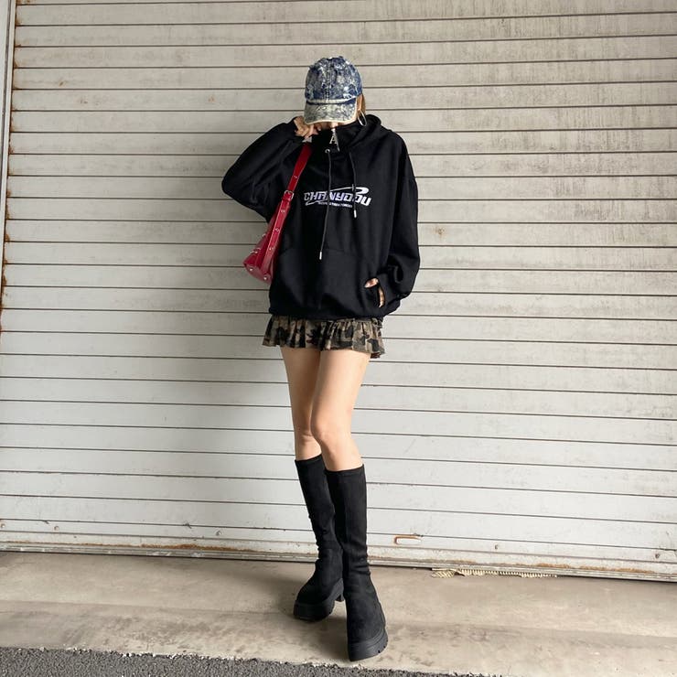 刺繍ロゴZIPフードチュニック | non-hedge  | 詳細画像7 