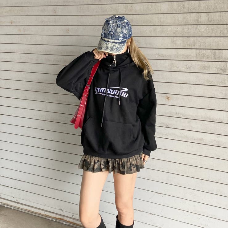 刺繍ロゴZIPフードチュニック | non-hedge  | 詳細画像8 