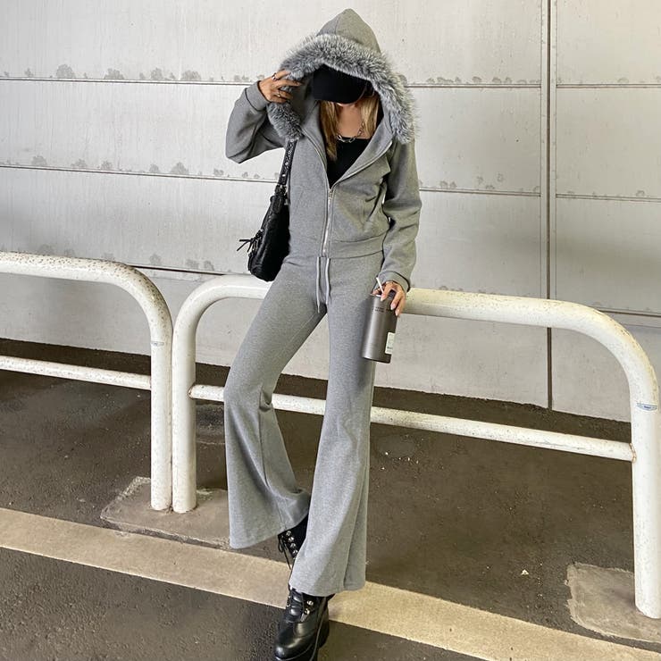 ファーフードZIPパーカー・フレアパンツセットアップ | non-hedge  | 詳細画像1 