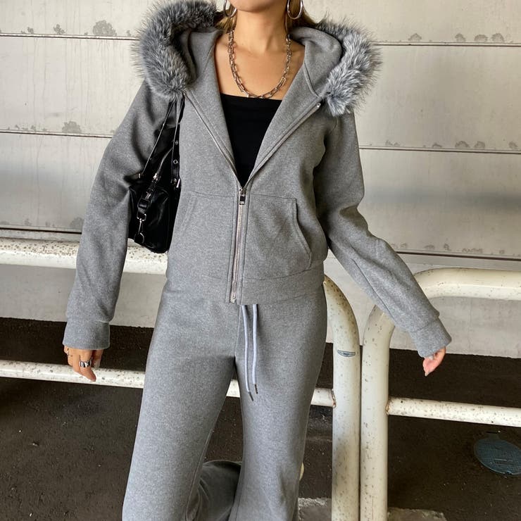 ファーフードZIPパーカー・フレアパンツセットアップ | non-hedge  | 詳細画像17 