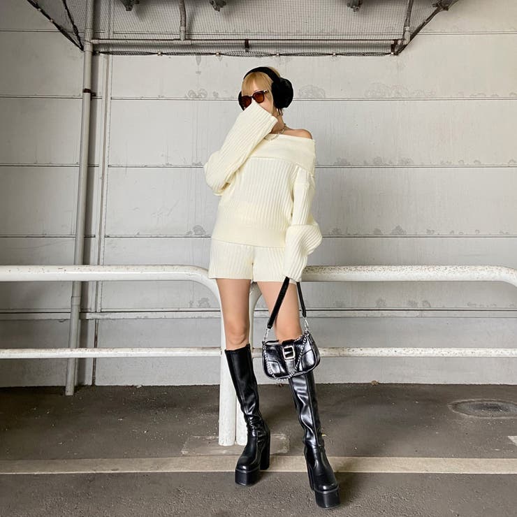 オフショルニットトップス・ショートパンツセットアップ | non-hedge  | 詳細画像2 