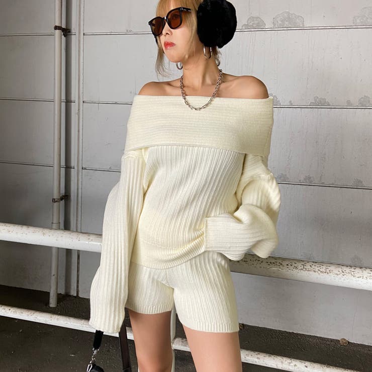 オフショルニットトップス・ショートパンツセットアップ | non-hedge  | 詳細画像5 