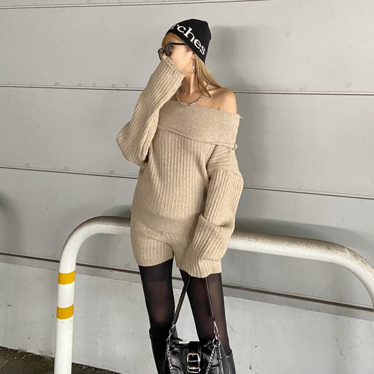 オフショルニットトップス・ショートパンツセットアップ | non-hedge  | 詳細画像7 