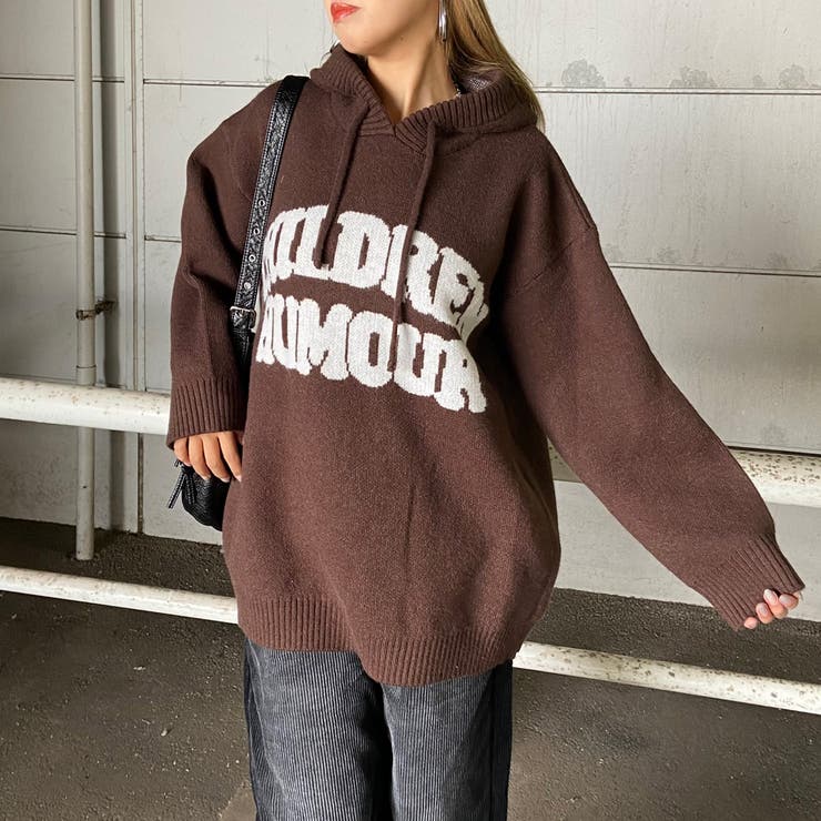 ブラウン | フードロゴニットチュニック | non-hedge 