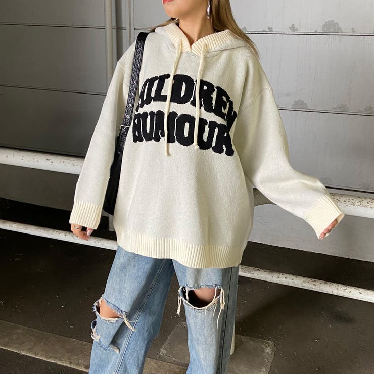 オフホワイト | フードロゴニットチュニック | non-hedge 