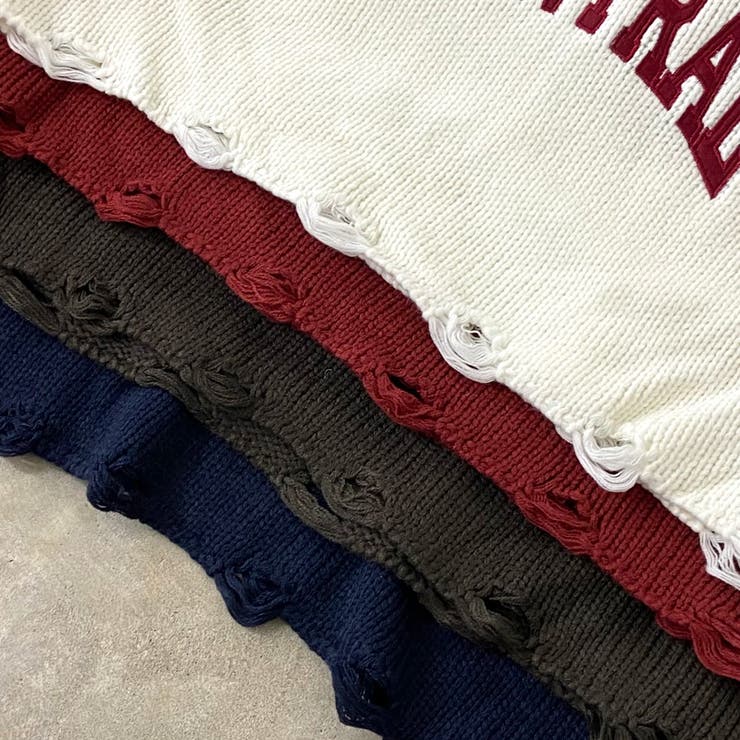 フードロゴダメージショートニットトップス | non-hedge  | 詳細画像28 