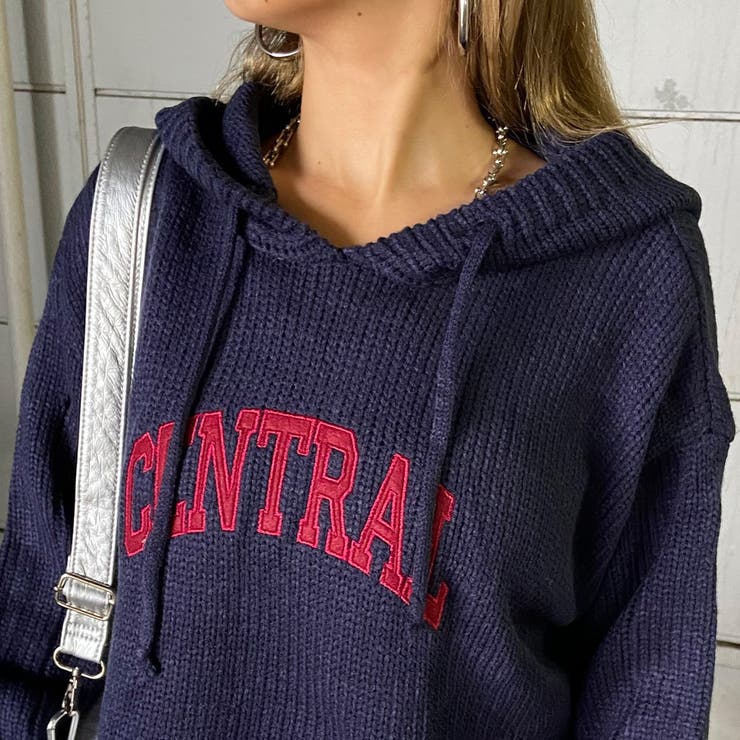 フードロゴダメージショートニットトップス | non-hedge  | 詳細画像8 