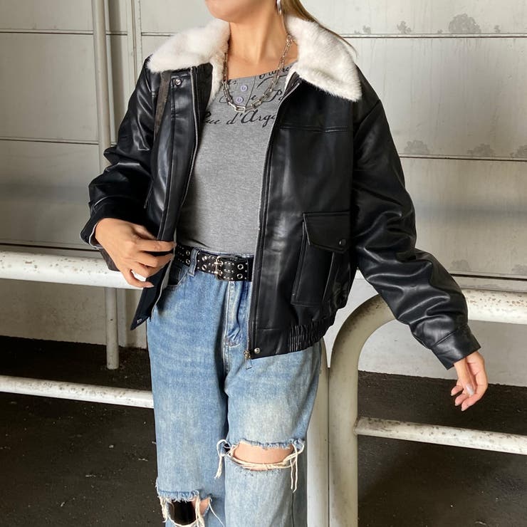 エリフェイクファー合成皮革ブルゾン | non-hedge  | 詳細画像22 