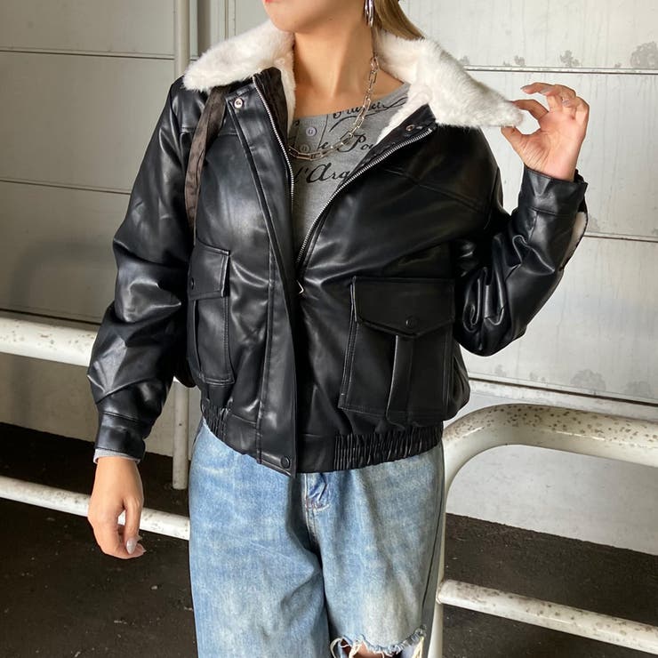 エリフェイクファー合成皮革ブルゾン | non-hedge  | 詳細画像24 